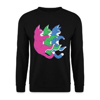 LGBTQ-Flagge - Niedlicher Katzenhaufen Polysexuell - Unisex Pullover - Schwarz - Vorne - Alina (178cm) & Michal (187cm)