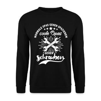 Schrauber Opa Schrauben Autoschrauber Grossvater - Unisex Pullover - Schwarz - Vorne - Alina (178cm) & Michal (187cm)