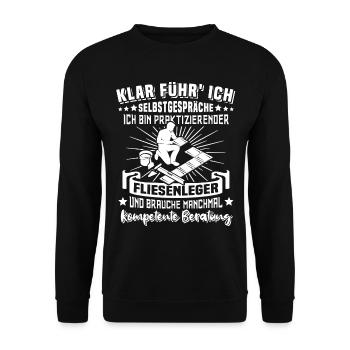Fliesenleger Sprüche Fliesen - Unisex Pullover - Schwarz - Vorne - Alina (178cm) & Michal (187cm)