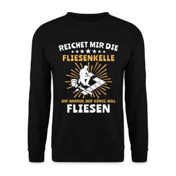 Fliesenleger Sprüche Fliesen - Unisex Pullover - Schwarz - Vorne - Alina (178cm) & Michal (187cm)