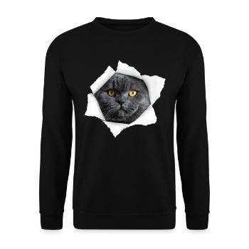 Cute Cat Torn - Chat britannique à poil court - Sweat-shirt Unisexe - noir - Devant - Alina (178cm) & Michal (187cm)