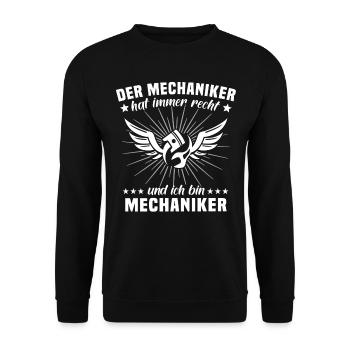 Mechaniker Automechaniker KFZ Mechaniker - Unisex Pullover - Schwarz - Vorne - Alina (178cm) & Michal (187cm)