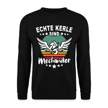 Mechaniker Automechaniker KFZ Mechaniker - Unisex Pullover - Schwarz - Vorne - Alina (178cm) & Michal (187cm)