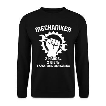 Mechaniker Industriemechaniker KFZ Mechaniker - Unisex Pullover - Schwarz - Vorne - Alina (178cm) & Michal (187cm)
