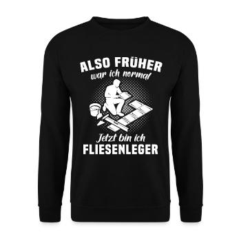 Fliesenleger Sprüche Fliesen Legen - Unisex Pullover - Schwarz - Vorne - Alina (178cm) & Michal (187cm)