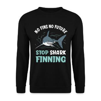 No Fins No Future Stop Shark Finning - Unisex Pullover - Schwarz - Vorne - Alina (178cm) & Michal (187cm)