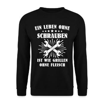 Schrauber Mechaniker Autoschrauber - Unisex Pullover - Schwarz - Vorne - Alina (178cm) & Michal (187cm)