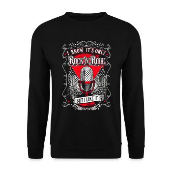 Es Ist Rock And Roll - Retro Mikrofon - Unisex Pullover - Schwarz - Vorne - Alina (178cm) & Michal (187cm)
