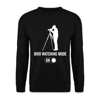 Mode d’observation des oiseaux activé - Observation des oiseaux - Sweat-shirt Unisexe - noir - Devant - Alina (178cm) & Michal (187cm)