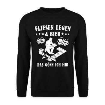 Fliesenleger Bier Fliesen - Unisex Pullover - Schwarz - Vorne - Alina (178cm) & Michal (187cm)