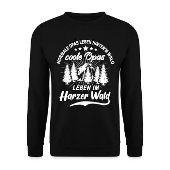 Harzer Opa Harz Grossvater - Unisex Pullover - Schwarz - Vorne - Alina (178cm) & Michal (187cm)