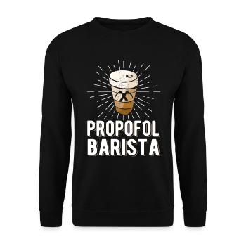 Propofol Barista - Laryngoscope Anesthésie Anesthésie - Sweat-shirt Unisexe - noir - Devant - Alina (178cm) & Michal (187cm)