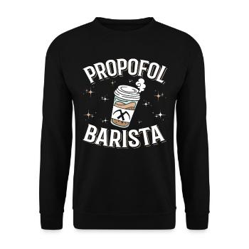 Propofol Barista - Laryngoscope Anesthésie Anesthésie - Sweat-shirt Unisexe - noir - Devant - Alina (178cm) & Michal (187cm)