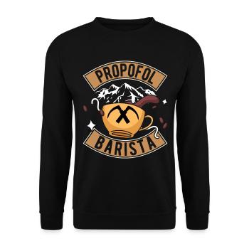 Propofol Barista - Laryngoscope Anesthésie Anesthésie - Sweat-shirt Unisexe - noir - Devant - Alina (178cm) & Michal (187cm)