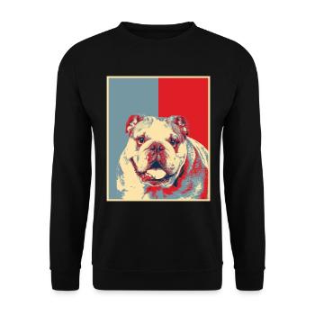 Hundegrafik - Vintage Englische Bulldogge - Unisex Pullover - Schwarz - Vorne - Alina (178cm) & Michal (187cm)