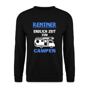 Rentner Campen Wohnmobil Urlaub - Unisex Pullover - Schwarz - Vorne - Alina (178cm) & Michal (187cm)