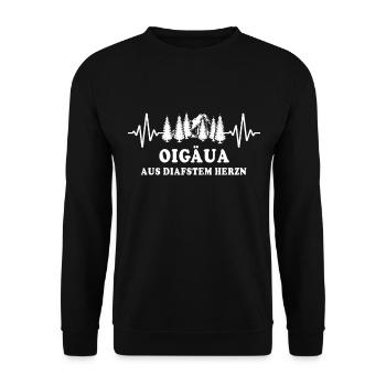 Allgäu Dialekt Allgäuer - Unisex Pullover - Schwarz - Vorne - Alina (178cm) & Michal (187cm)