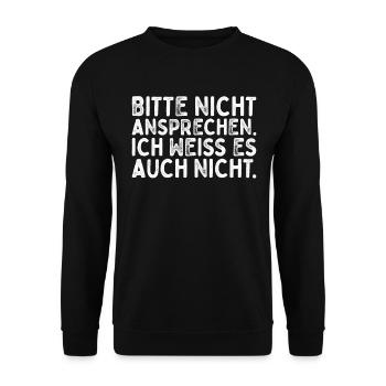 Bitte Nicht Ansprechen - Unisex Pullover - Schwarz - Vorne - Alina (178cm) & Michal (187cm)
