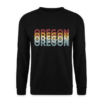 US 70er Retro State Vintage Oregon - Unisex Pullover - Schwarz - Vorne - Alina (178cm) & Michal (187cm)