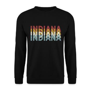 US 70er Retro State Vintage Indiana - Unisex Pullover - Schwarz - Vorne - Alina (178cm) & Michal (187cm)