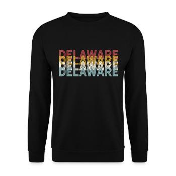 US 70er Retro State Vintage Delaware - Unisex Pullover - Schwarz - Vorne - Alina (178cm) & Michal (187cm)