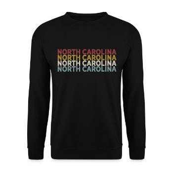 US 70er Retro State Vintage North Carolina - Unisex Pullover - Schwarz - Vorne - Alina (178cm) & Michal (187cm)