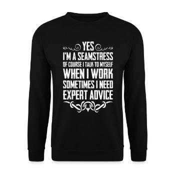 Yes I am Seamstress - Unisex Sweatshirt - black - Front - Alina (178cm) & Michal (187cm)