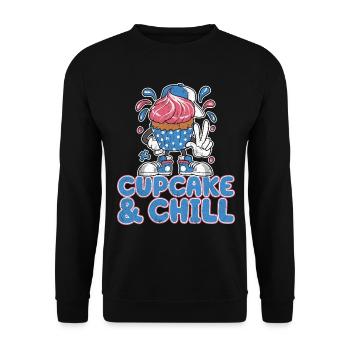 Cupcake And Chill Cupcake Character - Unisex Sweatshirt - black - Front - Alina (178cm) & Michal (187cm)