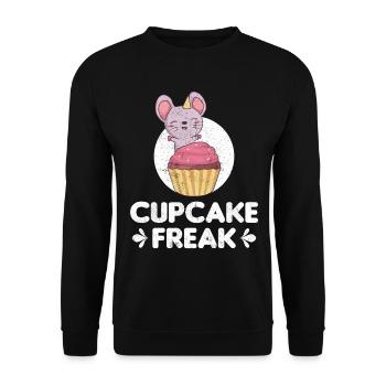 Cupcake Freak Funny Mouse With Cupcake - Unisex Sweatshirt - black - Front - Alina (178cm) & Michal (187cm)