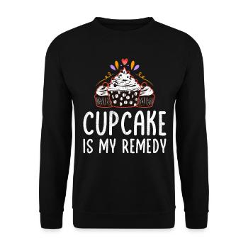 Le cupcake est mon remède - Sweat-shirt Unisexe - noir - Devant - Alina (178cm) & Michal (187cm)