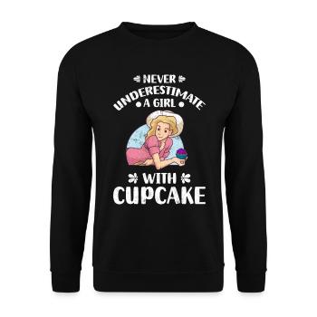 Never Underestimate A Girl With Cupcake - Unisex Sweatshirt - black - Front - Alina (178cm) & Michal (187cm)
