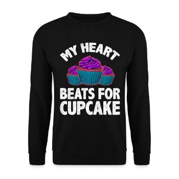 My Heart Beats For Cupcake - Unisex Pullover - Schwarz - Vorne - Alina (178cm) & Michal (187cm)