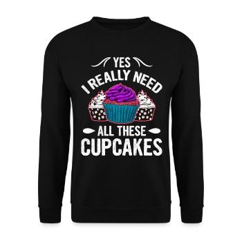 Yes I Really Need All These Cupcakes - Unisex Pullover - Schwarz - Vorne - Alina (178cm) & Michal (187cm)