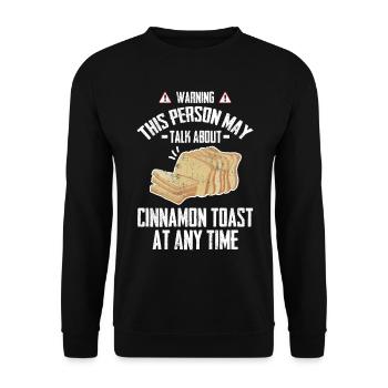 Warning This Person May Talk About Toast - Unisex Pullover - Schwarz - Vorne - Alina (178cm) & Michal (187cm)