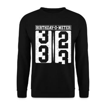 Birthday-O-Meter 33 Happy 33rd Birthday Celebrant - Unisex Sweatshirt - black - Front - Alina (178cm) & Michal (187cm)