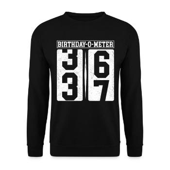 Birthday-O-Meter 37 Happy 37th Birthday Celebrant - Unisex Sweatshirt - black - Front - Alina (178cm) & Michal (187cm)