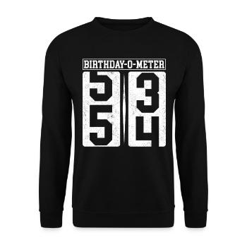 Birthday-O-Meter 54 Happy 54th Birthday Celebrant - Unisex Sweatshirt - black - Front - Alina (178cm) & Michal (187cm)