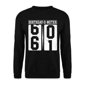 Birthday-O-Meter 61 Happy 61st Birthday Celebrant - Unisex Sweatshirt - black - Front - Alina (178cm) & Michal (187cm)