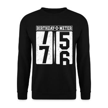Birthday-O-Meter 76 Happy 76th Birthday Celebrant - Unisex Sweatshirt - black - Front - Alina (178cm) & Michal (187cm)