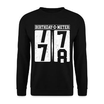 Birthday-O-Meter 78 Happy 78th Birthday Celebrant - Unisex Sweatshirt - black - Front - Alina (178cm) & Michal (187cm)