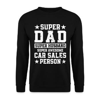 Super Dad Super Husband Super Awesome - Unisex Pullover - Schwarz - Vorne - Alina (178cm) & Michal (187cm)
