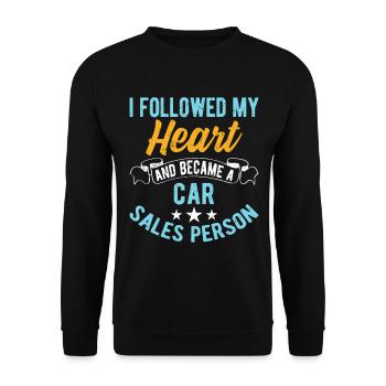 J’ai suivi mon cœur vendeur de voitures - Sweat-shirt Unisexe - noir - Devant - Alina (178cm) & Michal (187cm)