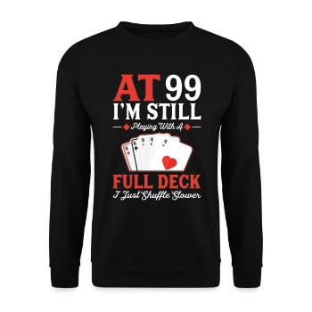 Jeux de cartes de jeu – 99e anniversaire - Sweat-shirt Unisexe - noir - Devant - Alina (178cm) & Michal (187cm)
