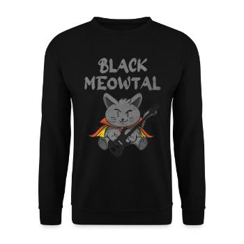 Black Meowtal Cat Whisperer Kitty Guitarist Guitar - Unisex Pullover - Schwarz - Vorne - Alina (178cm) & Michal (187cm)
