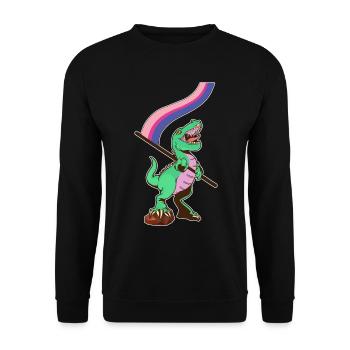 LGBTQ-Flagge - Dinosaurier Bisexuell - Unisex Pullover - Schwarz - Vorne - Alina (178cm) & Michal (187cm)