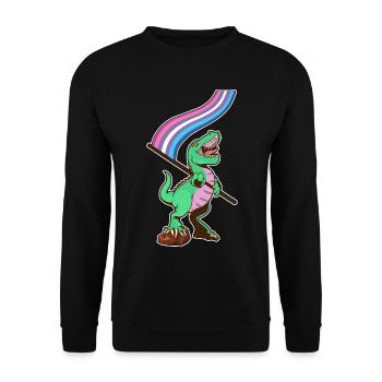 LGBTQ-Flagge - Dinosaurierbär - Unisex Pullover - Schwarz - Vorne - Alina (178cm) & Michal (187cm)