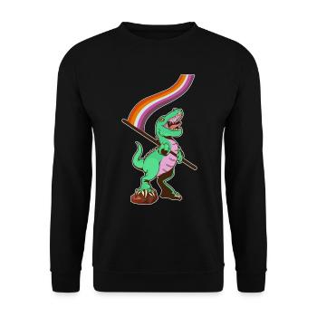 LGBTQ-Flagge - Dinosaurier-Lesbe - Unisex Pullover - Schwarz - Vorne - Alina (178cm) & Michal (187cm)