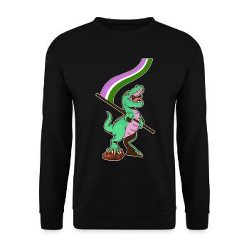 Drapeau LGBTQ - Dinosaur Genderqueer - Sweat-shirt Unisexe - noir - Devant - Alina (178cm) & Michal (187cm)