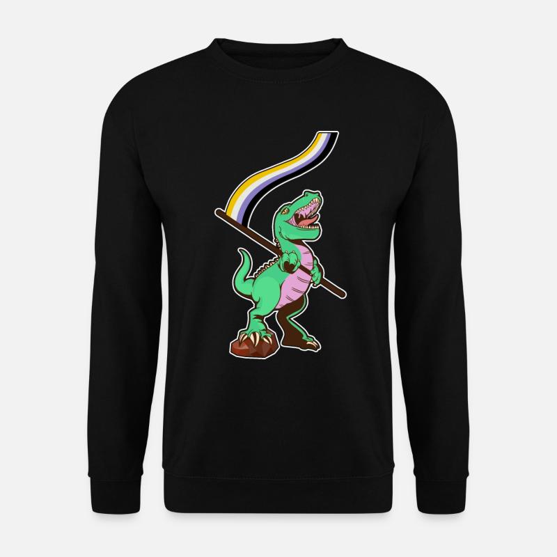 LGBTQ-Flagge - Dinosaurier Nicht-binär - Unisex Pullover - Schwarz