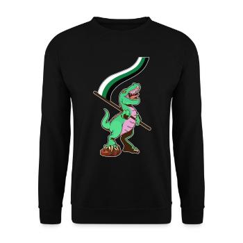 LGBTQ-Flagge - Dinosaurier Neutrois - Unisex Pullover - Schwarz - Vorne - Alina (178cm) & Michal (187cm)